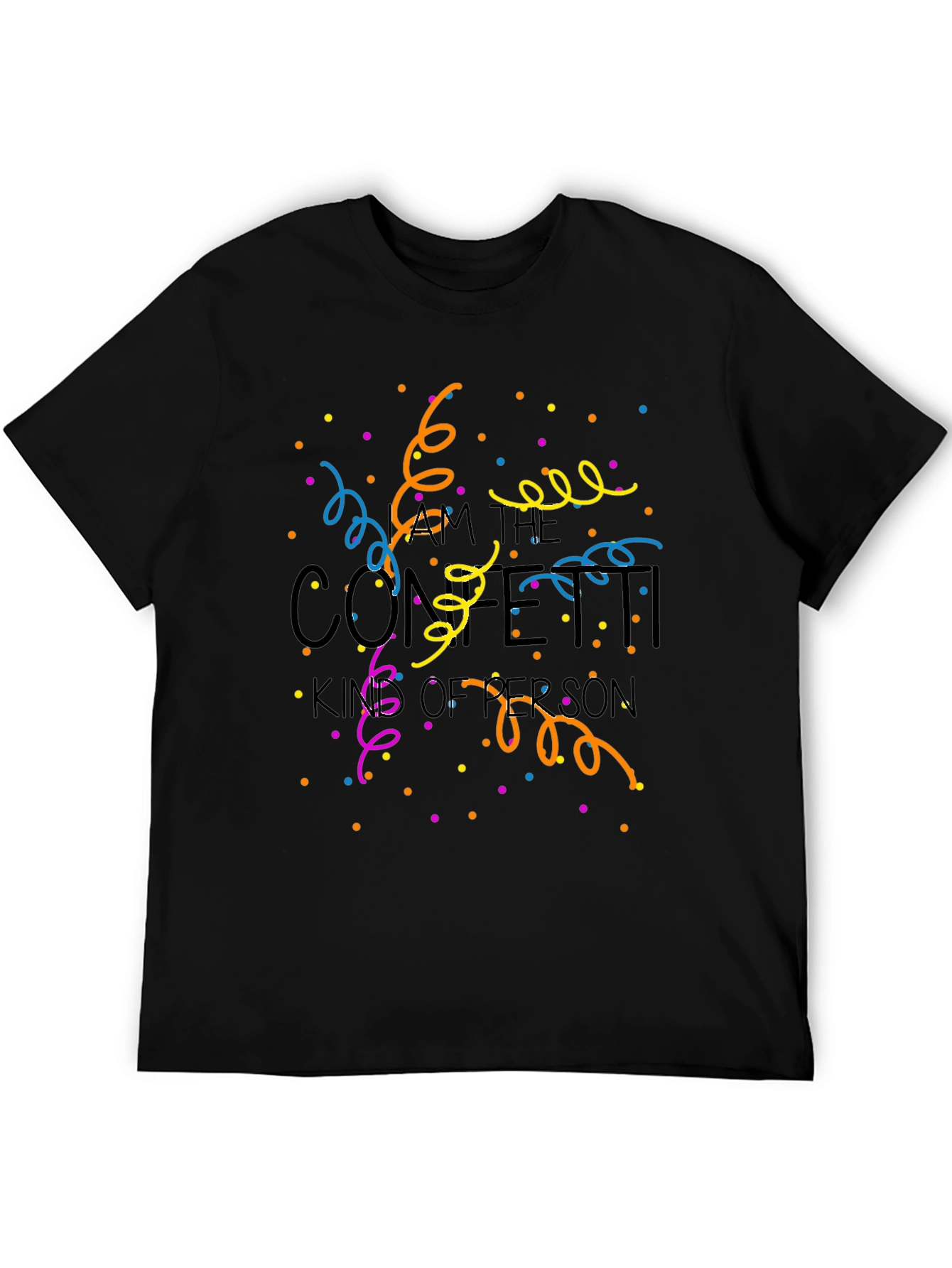 Black Confetti King T-Shirt - Novelty Party Tee view 5
