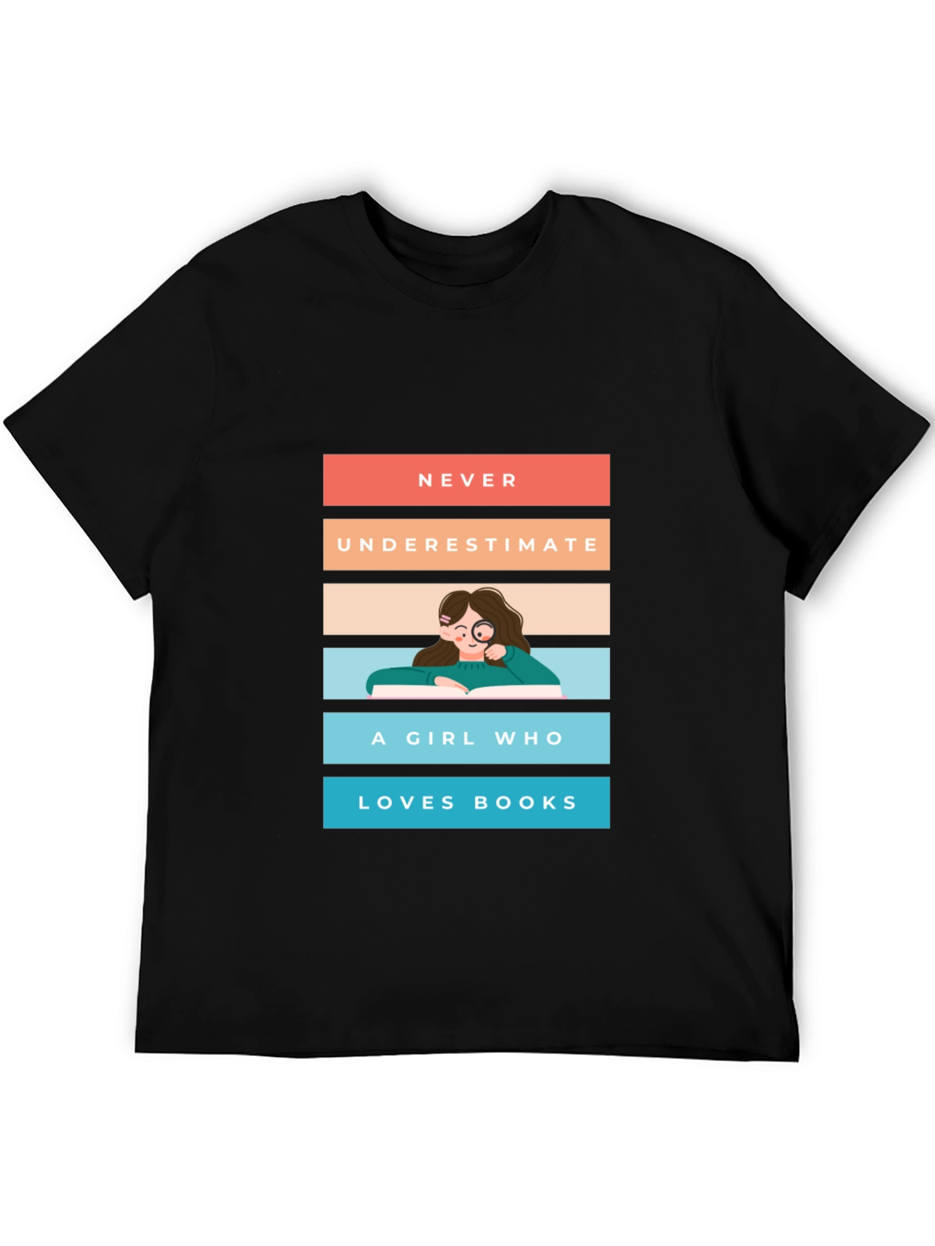 Black Never Underestimate A Girl Who Loves Books T-Shirt view 5