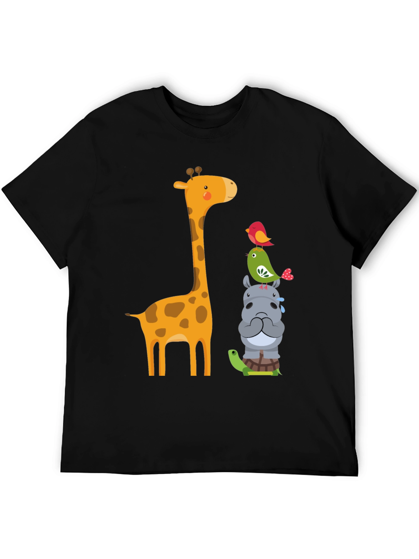 Black Cute Animal Stack T-Shirt view 5
