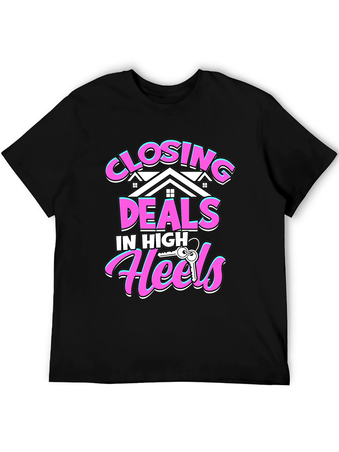 Black Closing Deals T-Shirt - High Heels Realtor Tee view 5