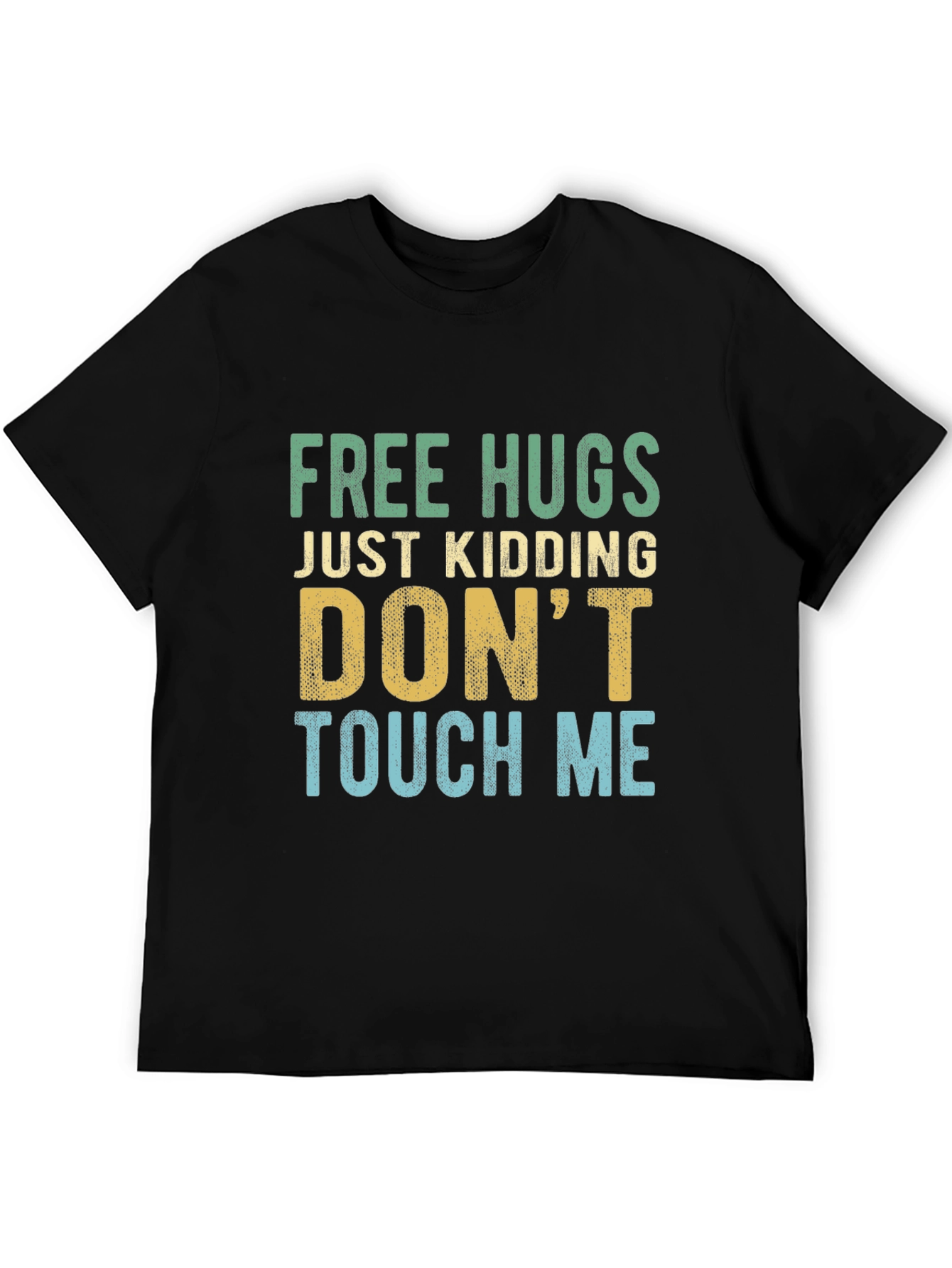 Black Funny Introvert Tee: Free Hugs, Just Kidding! view 5