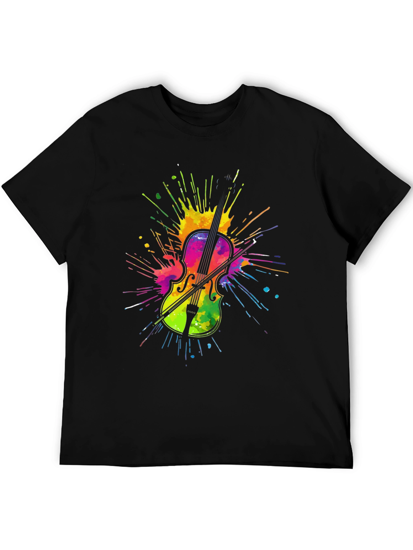 Black Colorful Violin Graphic Tee view 5
