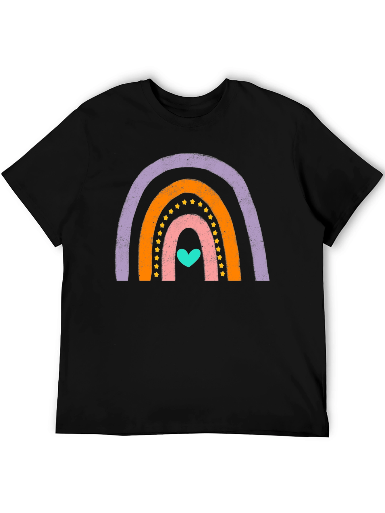 Black Rainbow Heart Graphic Tee - Soft Cotton Blend view 5