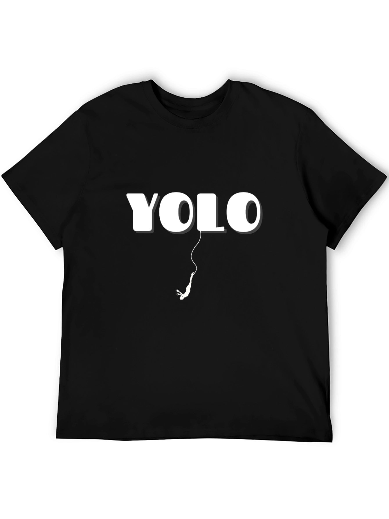 YOLO Bungee Jump Graphic Tee - Black Cotton Casual Shirt - 5
