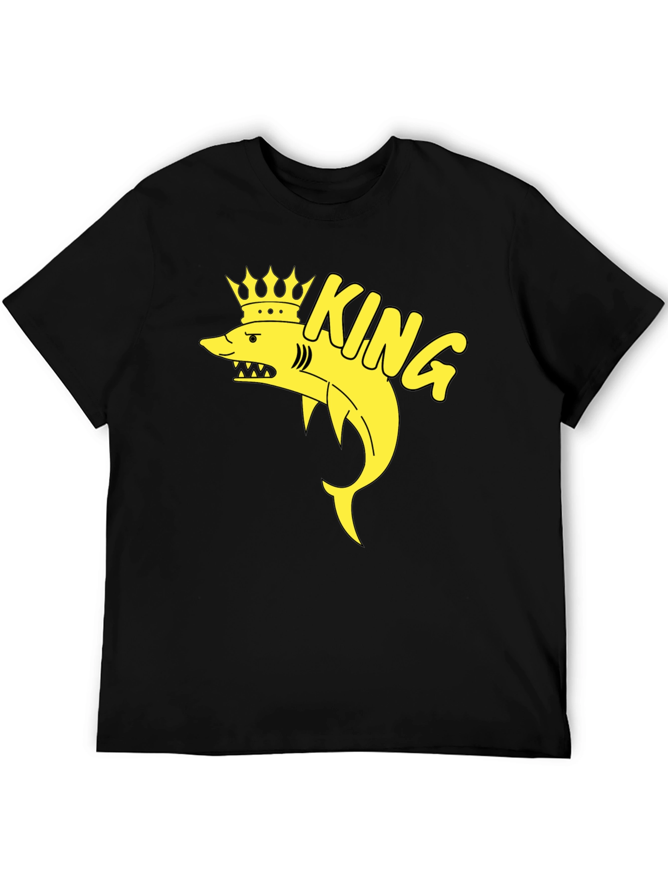 Black King Shark T-Shirt - Black Cotton Graphic Tee view 5