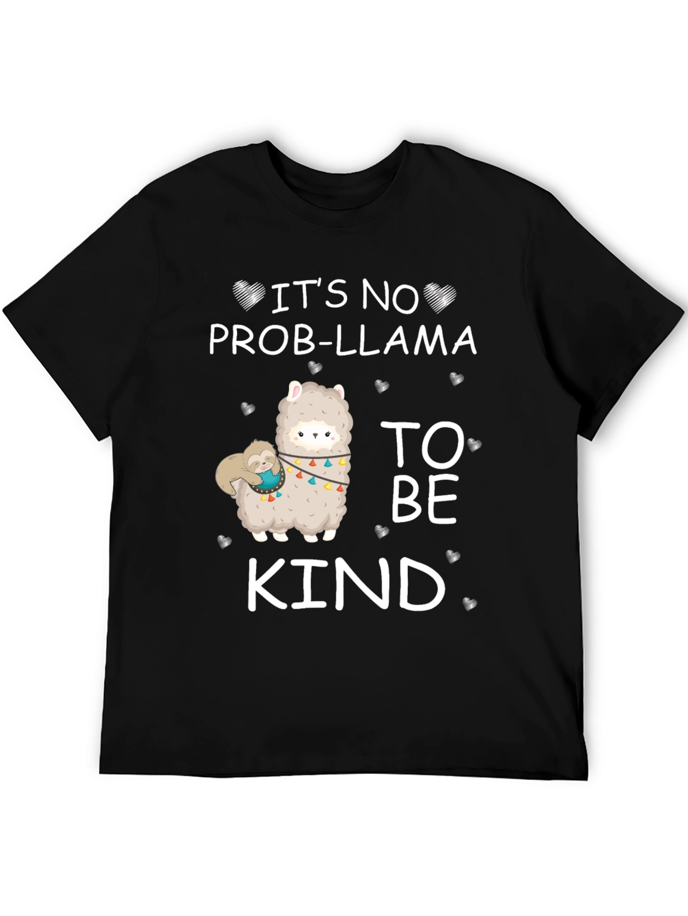 Black It's No Prob-Llama To Be Kind Graphic T-Shirt view 5