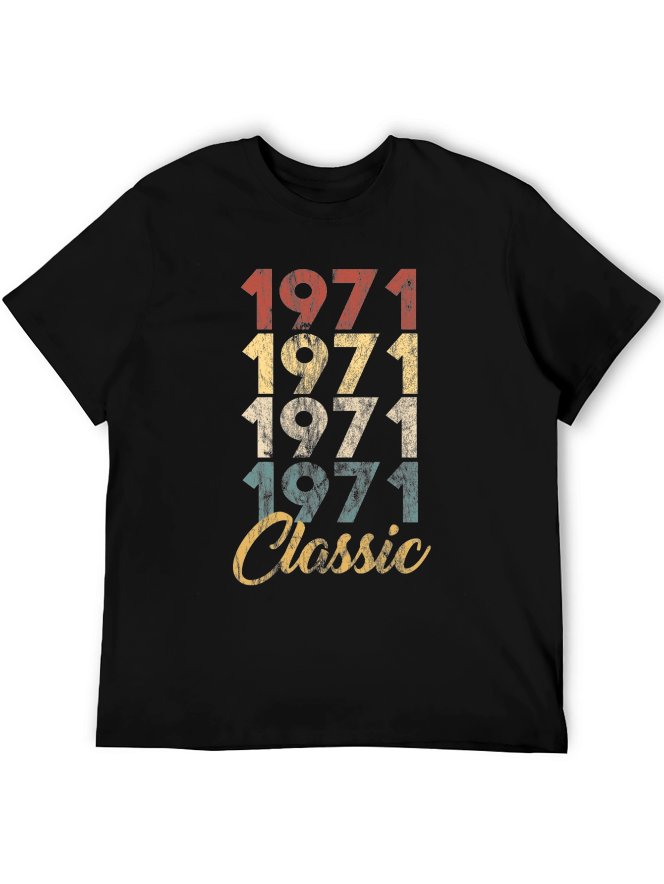 Black Vintage 1971 Classic Birthday T-Shirt view 5