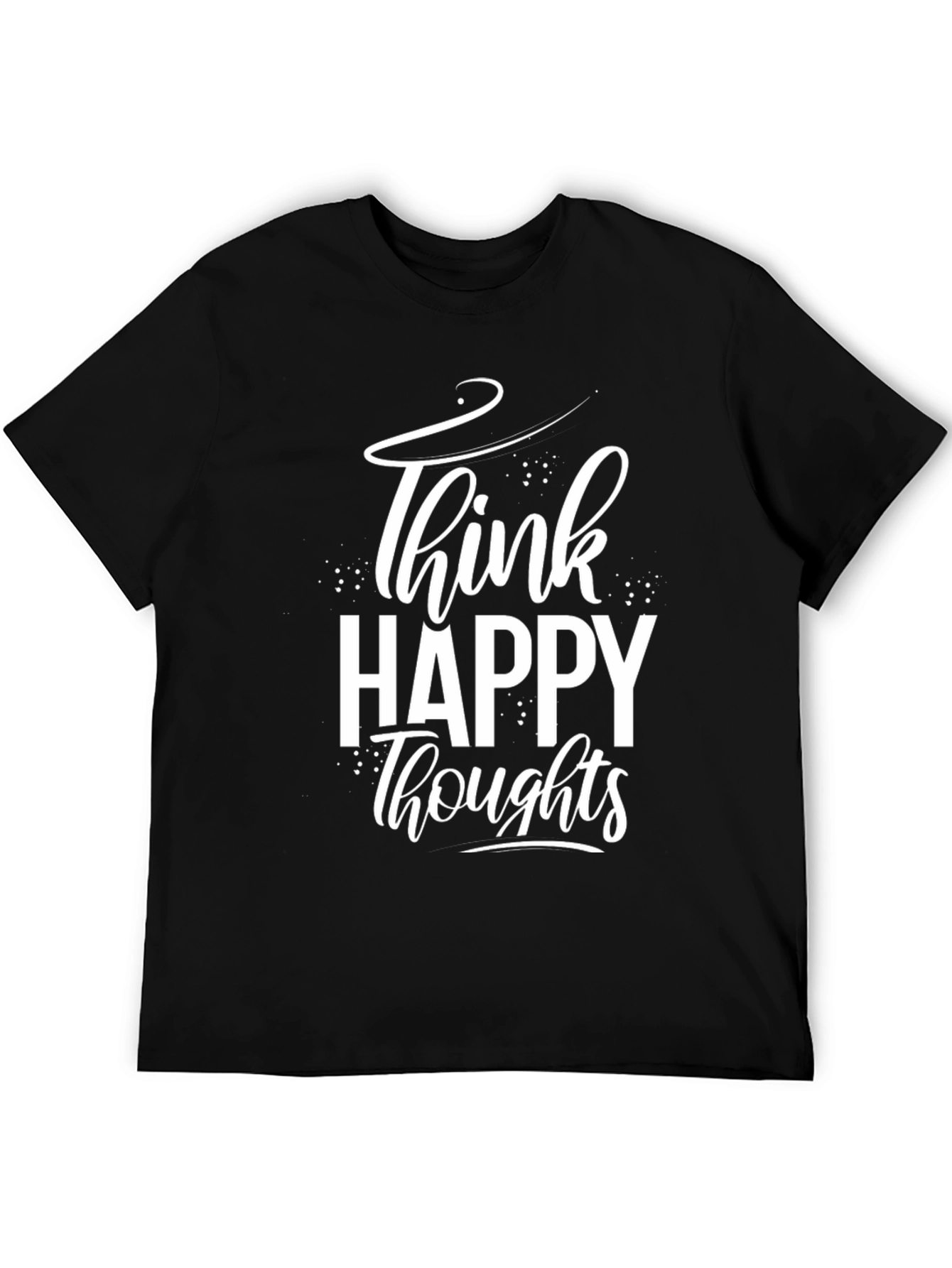 Black Think Happy Thoughts Graphic Tee - Positive Vibes Shirt view 5