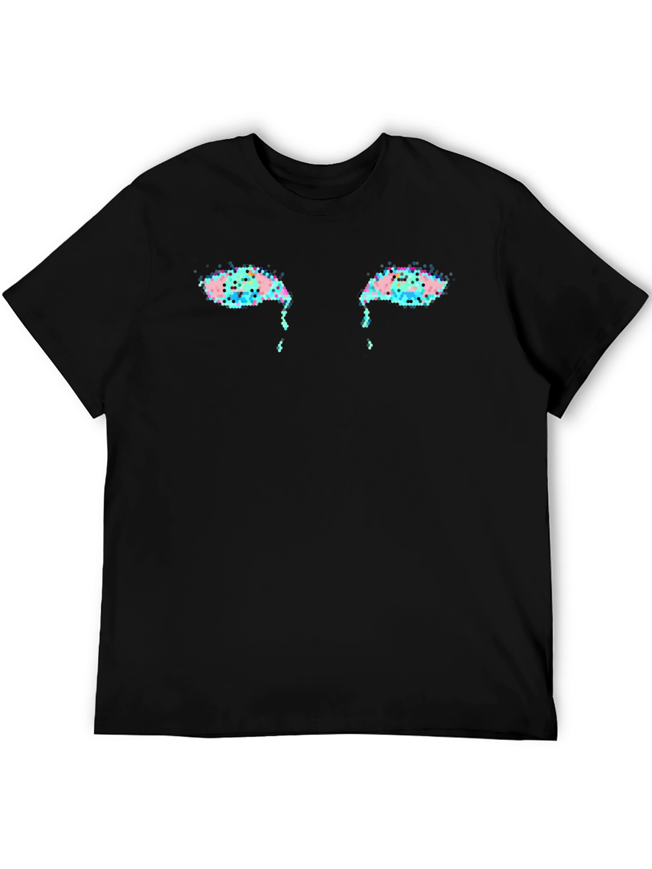 Black Pixelated Crying Eyes Graphic Tee view 5