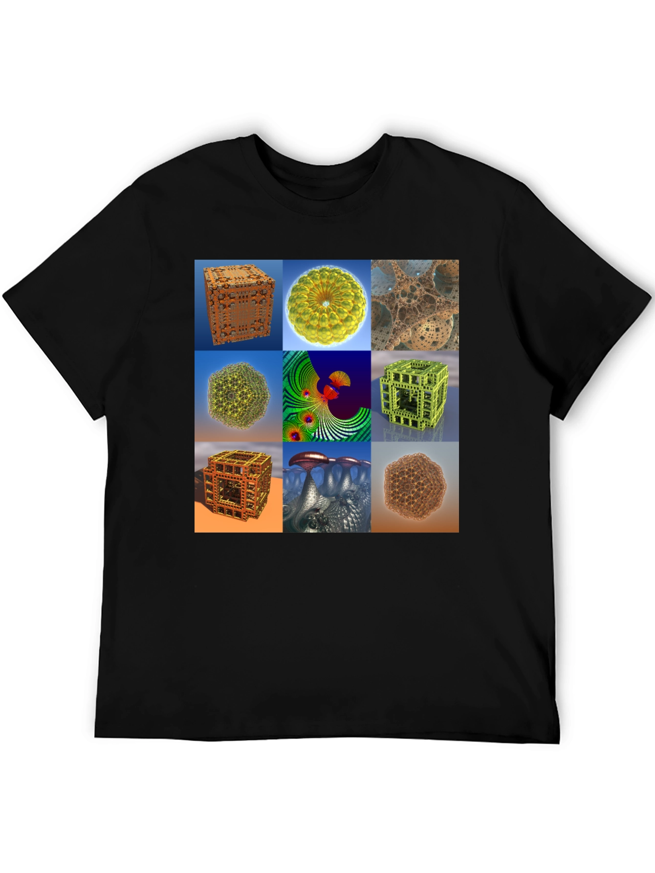 Black Fractal Art Print Tee - Unique Design T-Shirt view 5