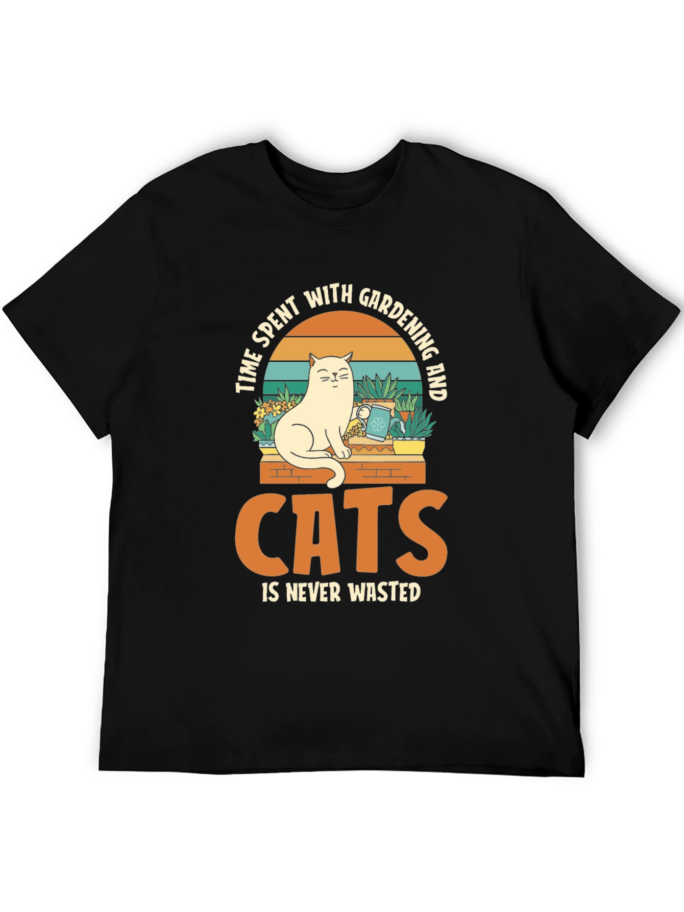 Black Cat & Gardening T-Shirt: Time Well Spent view 5