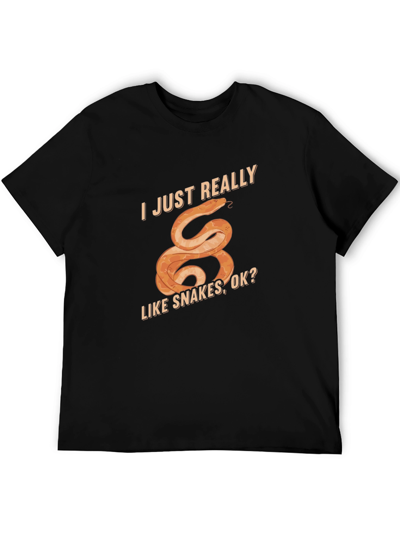 Black I Just Really Like Snakes T-Shirt, Fun Graphic Tee view 5