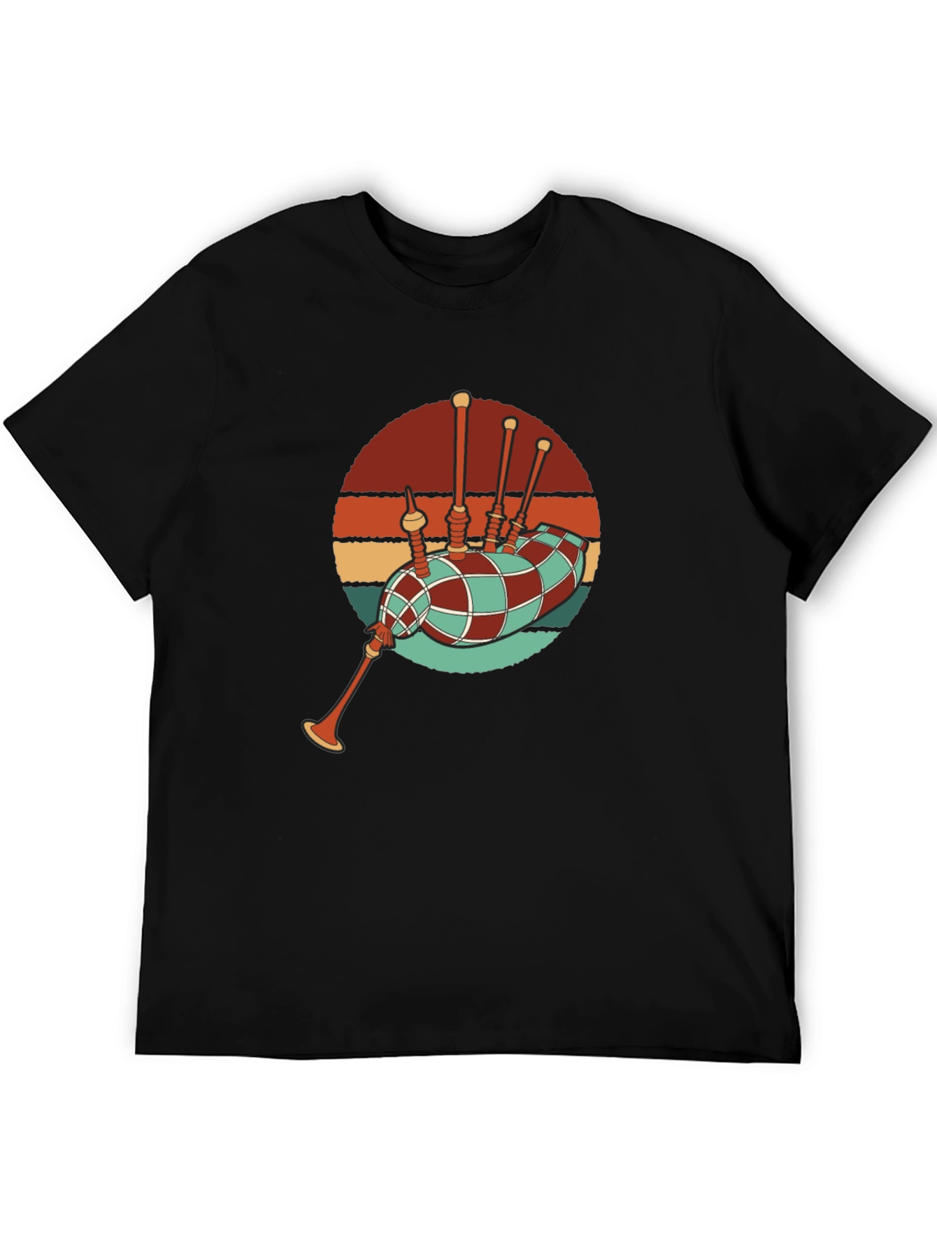 Black Retro Bagpipe Graphic T-Shirt - Black view 5