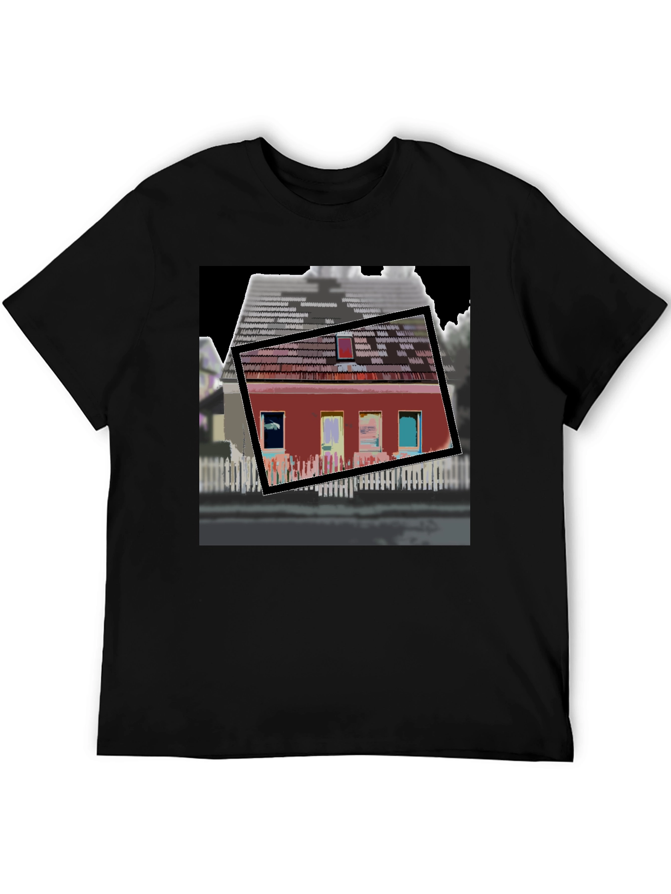 Black Modern House Graphic T-Shirt view 5