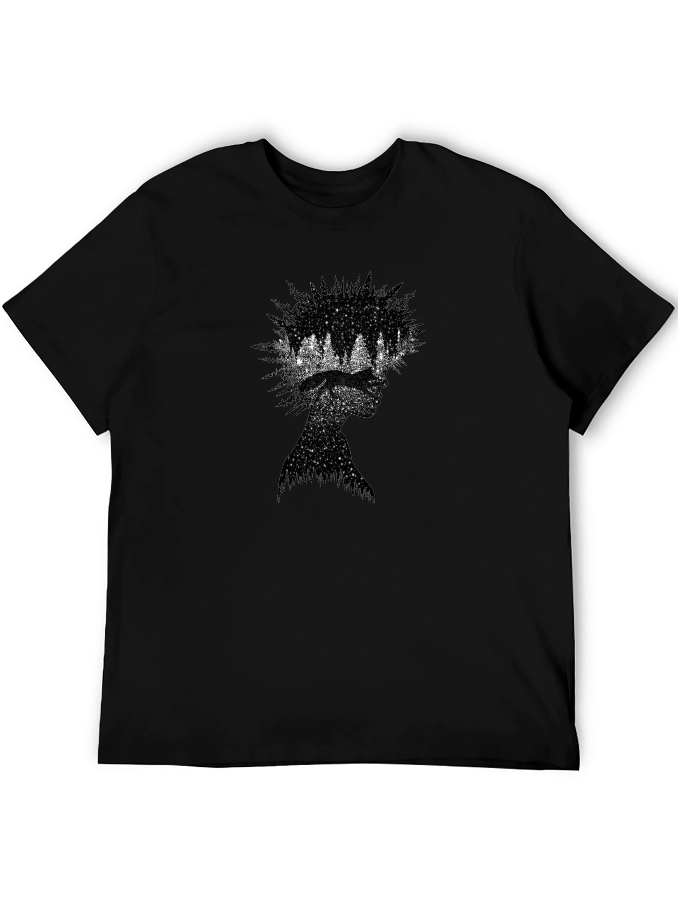 Black Nature Silhouette Graphic Tee - Black Cotton Blend view 5