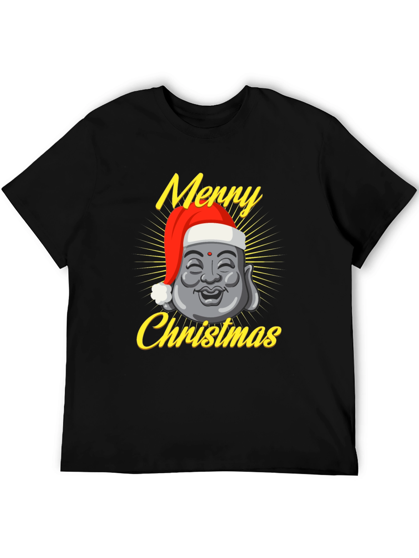 Black Merry Christmas Buddha T-Shirt view 5