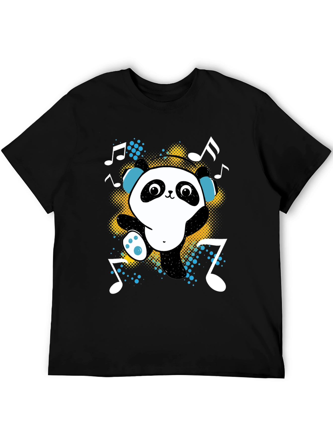 Black Dancing Panda Graphic Tee - Black Cotton T-Shirt view 5