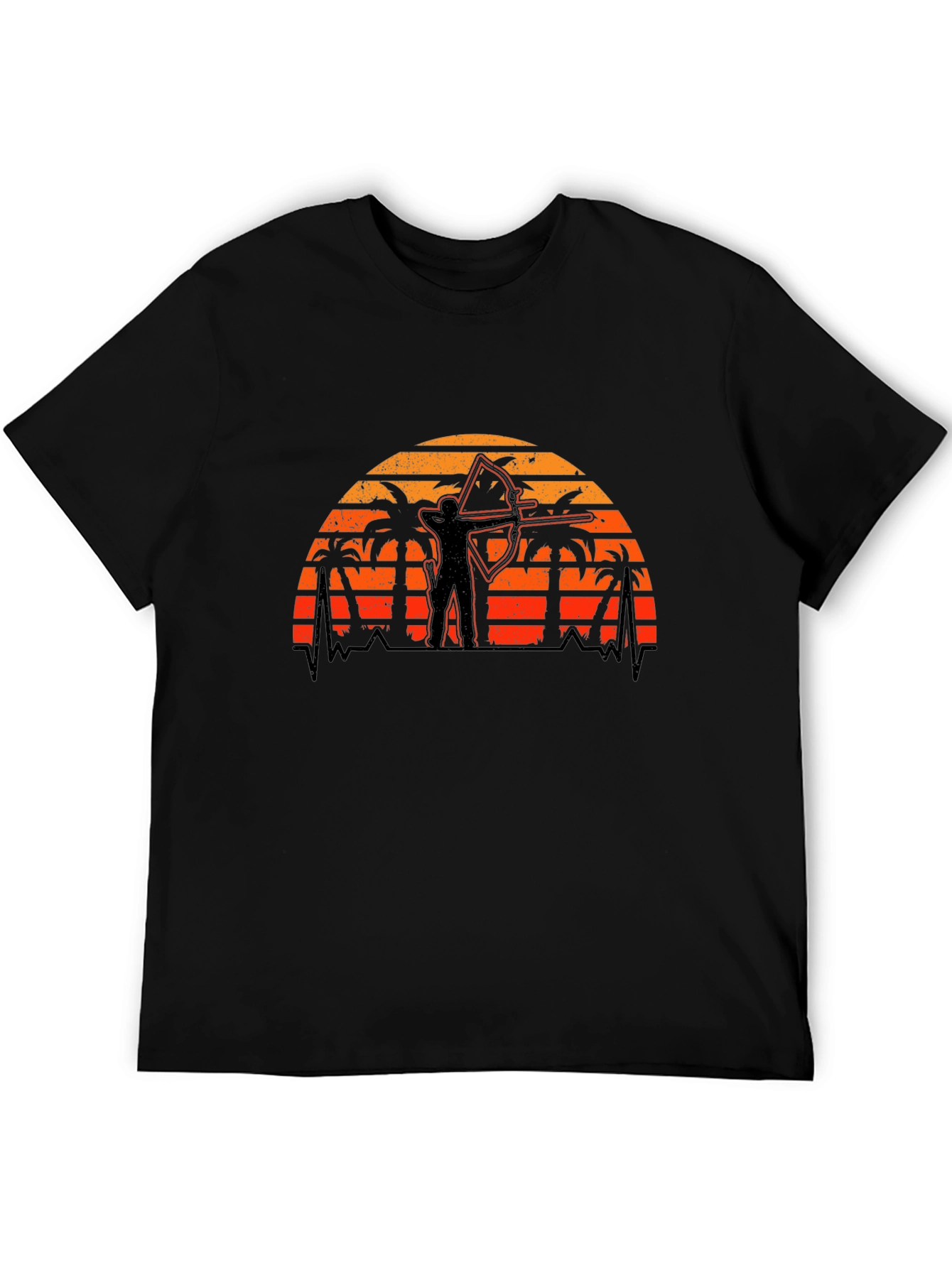 Black Archer Sunset Graphic Tee - Tropical Archery Shirt view 5
