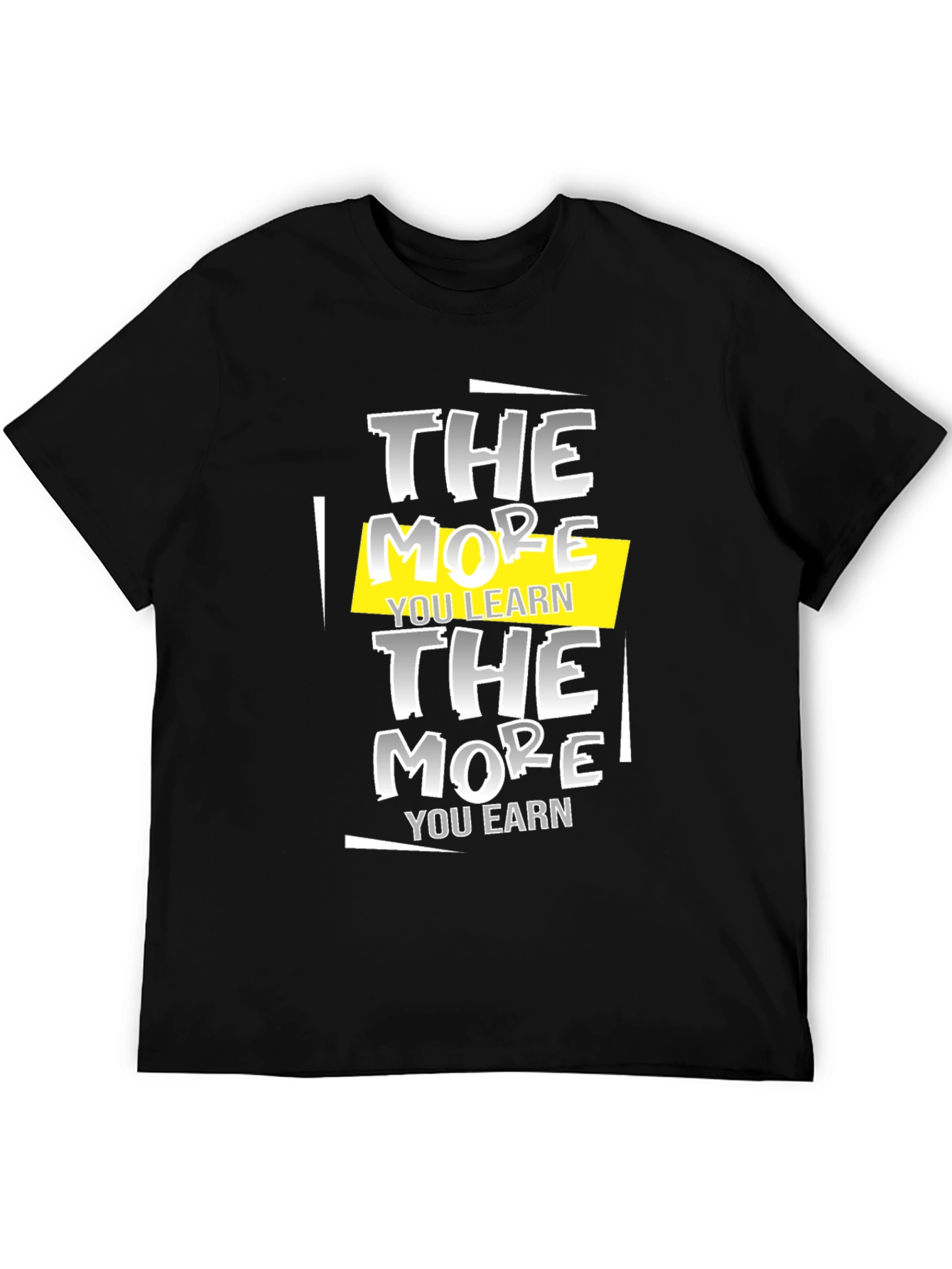 Black The More You Learn Graphic Tee - Motivational Shirt view 5