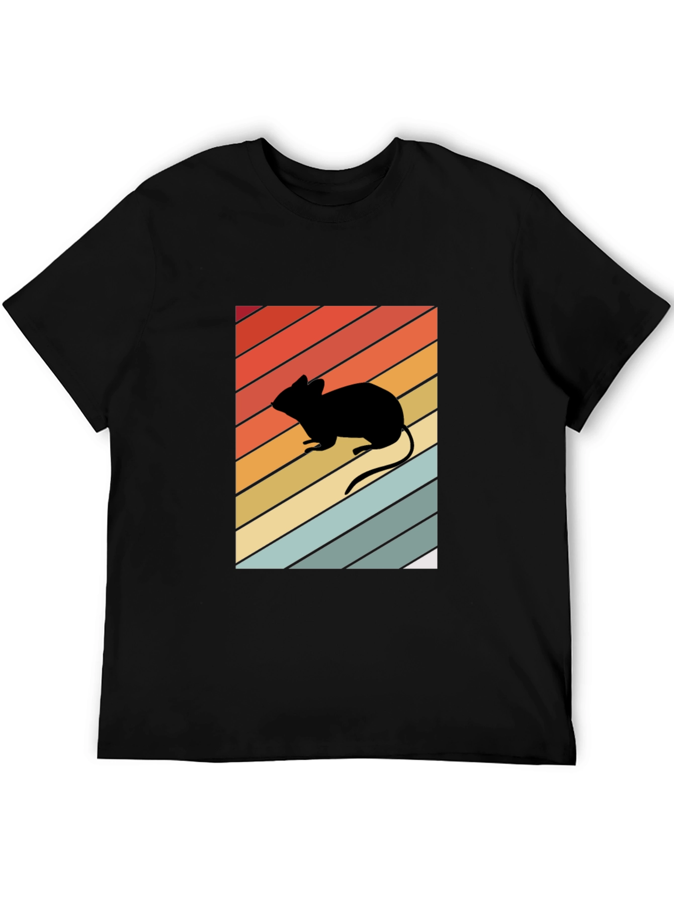 Black Retro Mouse Silhouette Graphic T-Shirt view 5