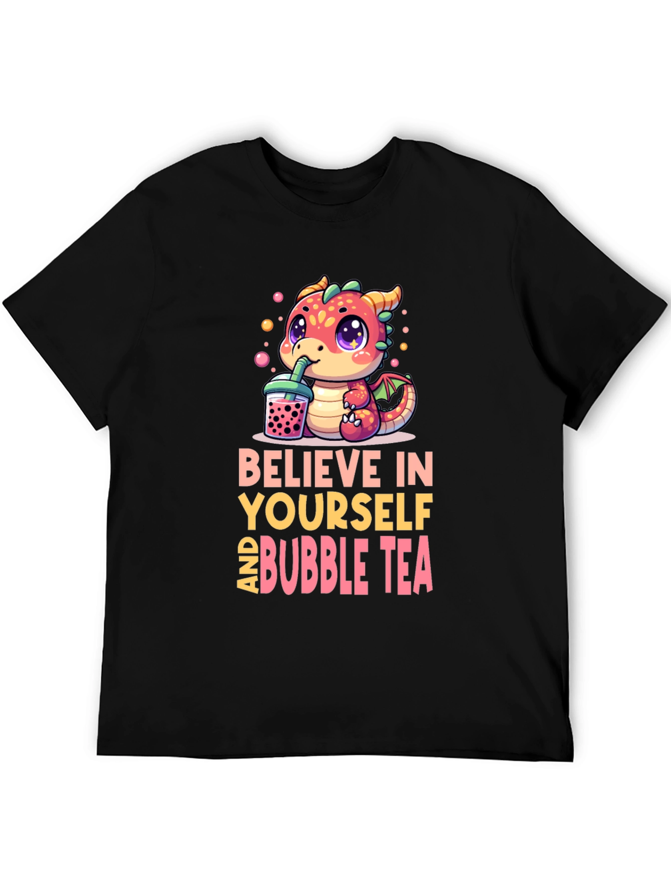 Black Believe In Yourself & Bubble Tea T-Shirt view 5