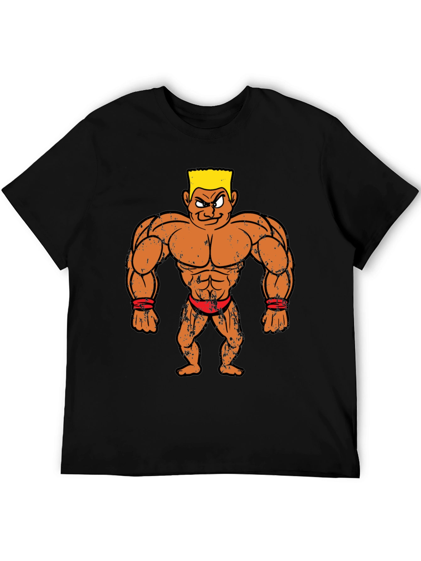 Black Cartoon Bodybuilder Graphic Tee - Black view 5