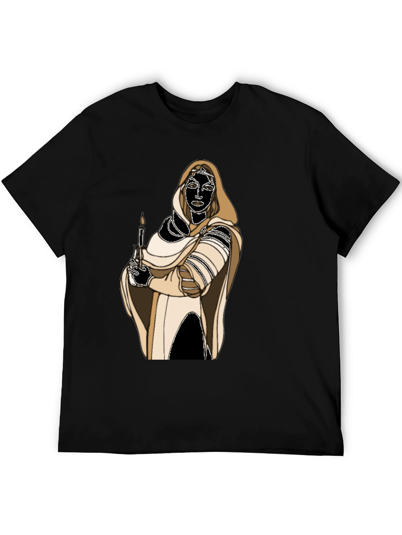 Black Hooded Figure Candle Graphic Tee view 5