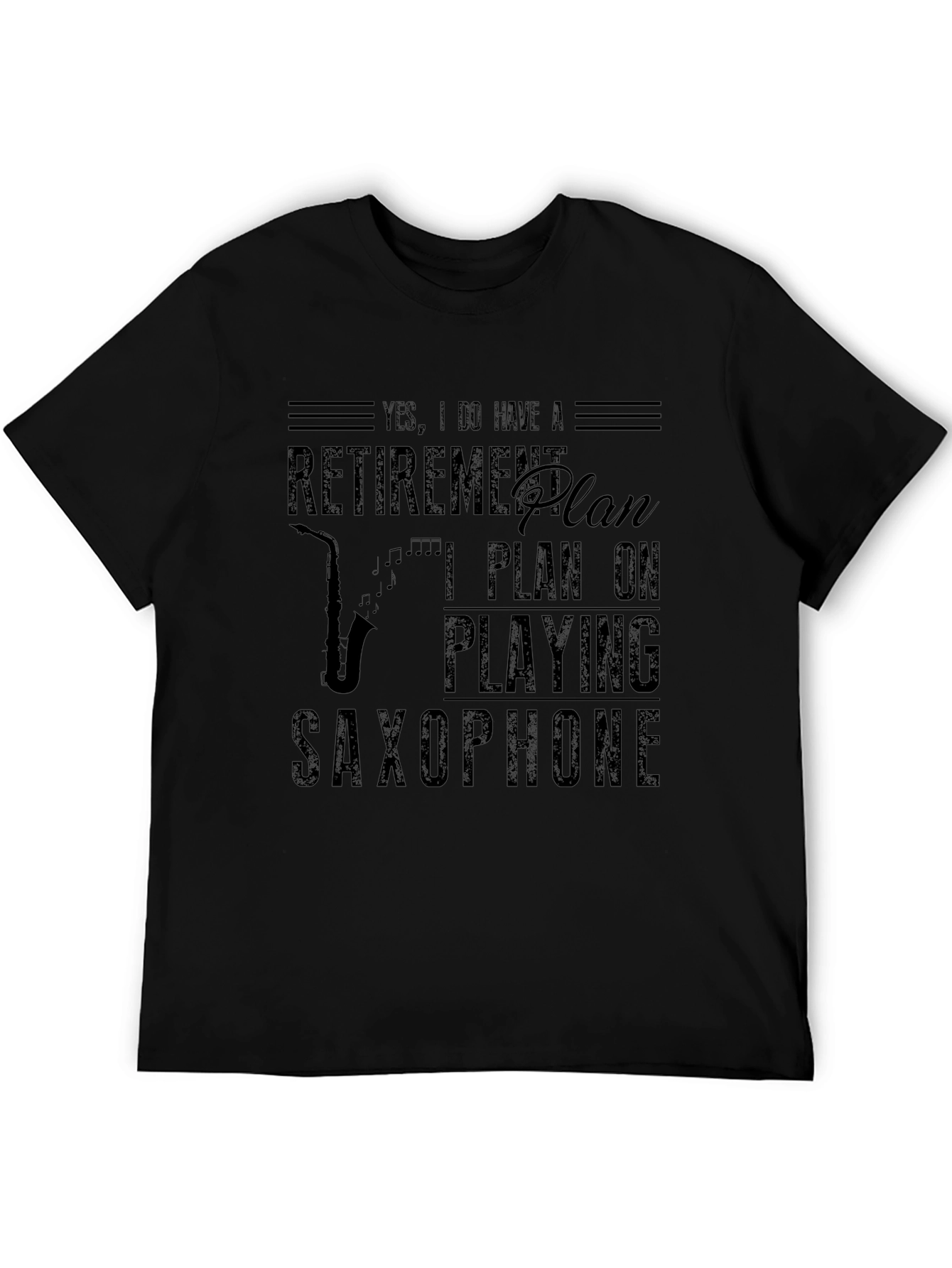 Black Retirement Plan Saxophone T-Shirt - Black view 5