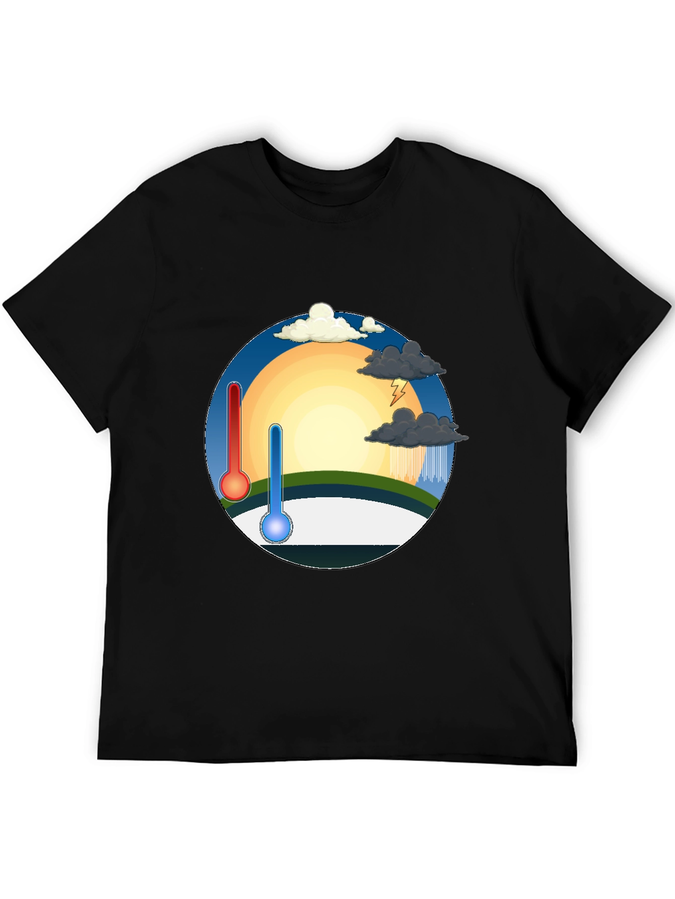 Black Climate Change T-Shirt - Hot & Cold Weather Tee view 5