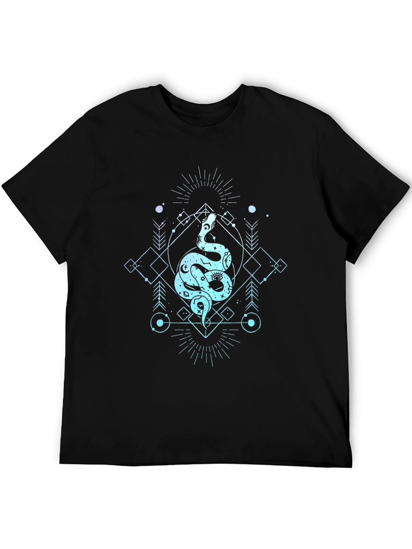 Black Mystic Snake Graphic Tee - Black Cotton T-Shirt view 5