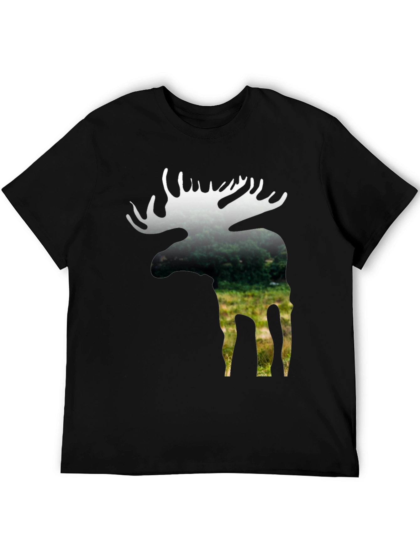 Black Nature Moose Graphic Tee - Black Cotton Blend view 5