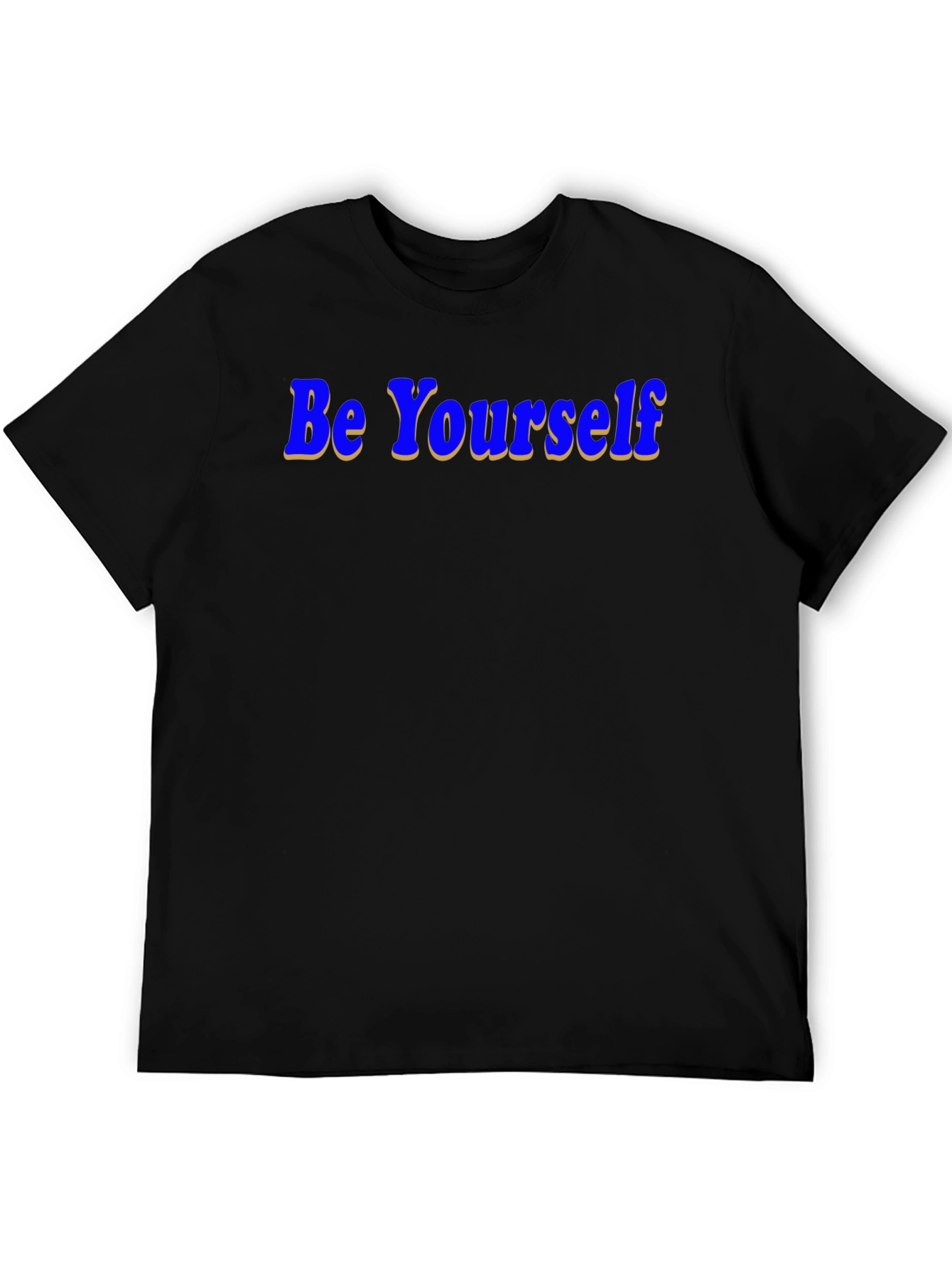 Black Be Yourself T-Shirt - Blue Graphic Design on Black view 5
