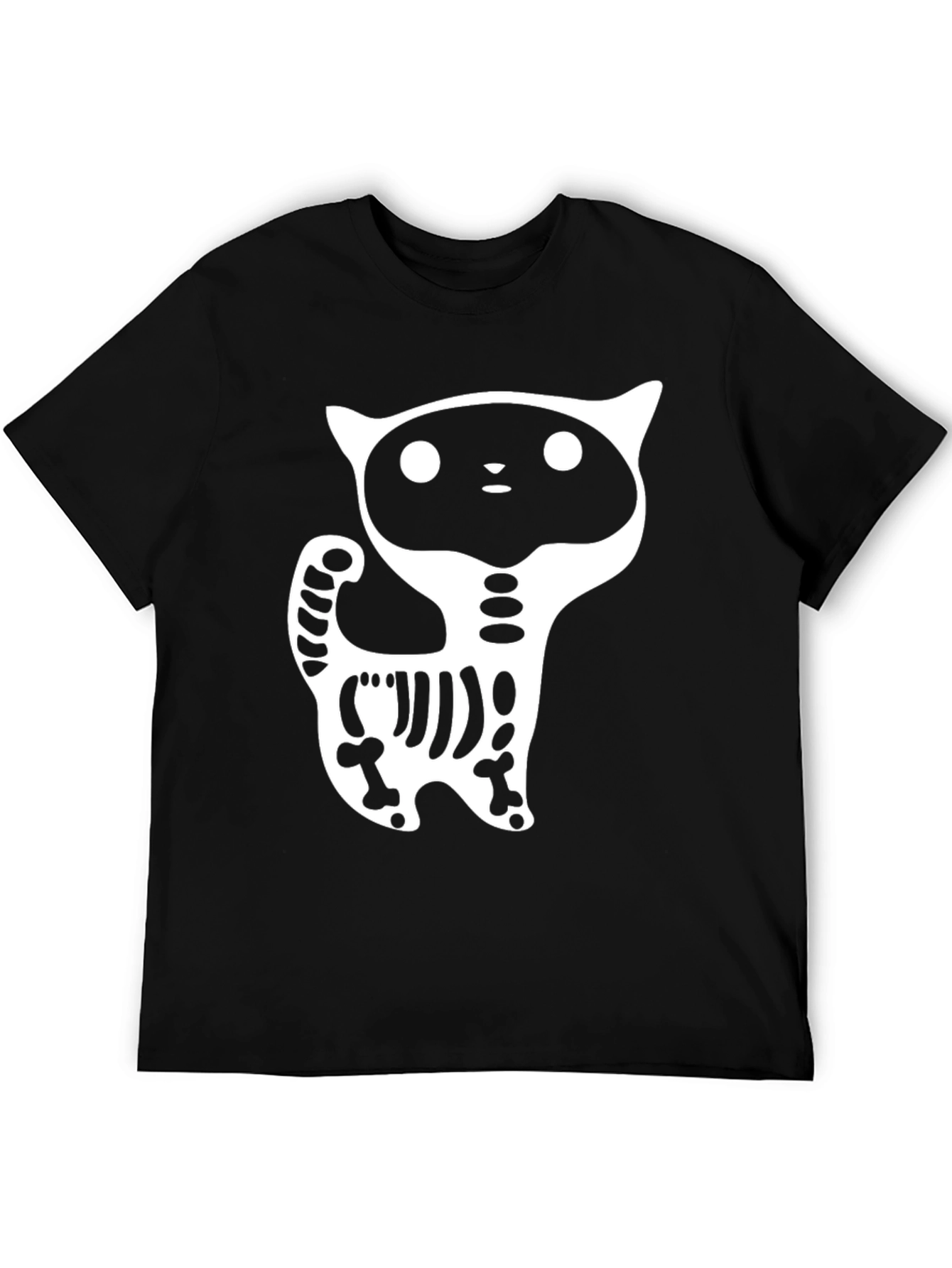 Black Skeleton Cat Graphic T-Shirt - Halloween Ready view 5