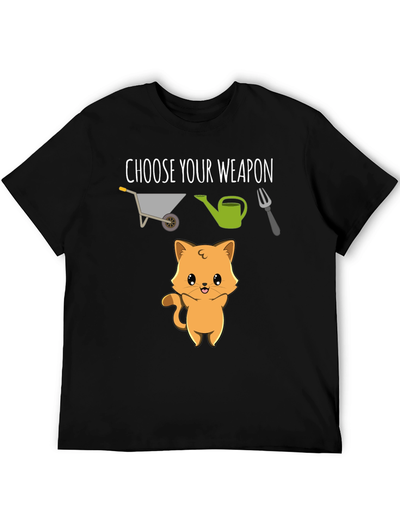 Black Choose Your Weapon Cute Cat T-Shirt view 5