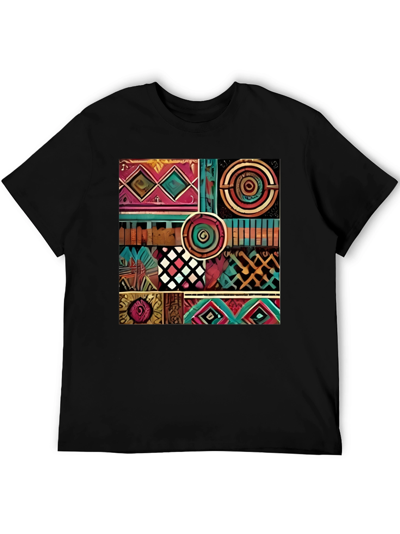 Black Abstract Pattern Graphic Print T-Shirt view 5
