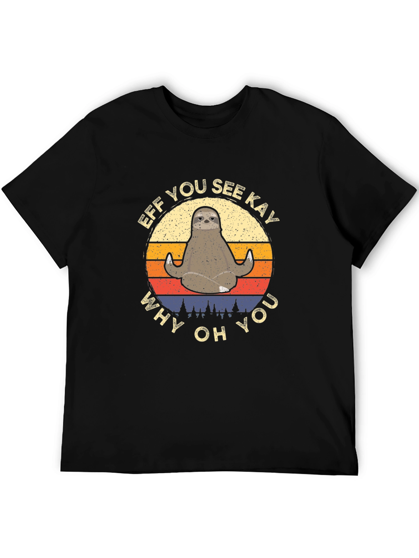 Black Funny Sloth Yoga T-Shirt - Eff You See Kay view 5