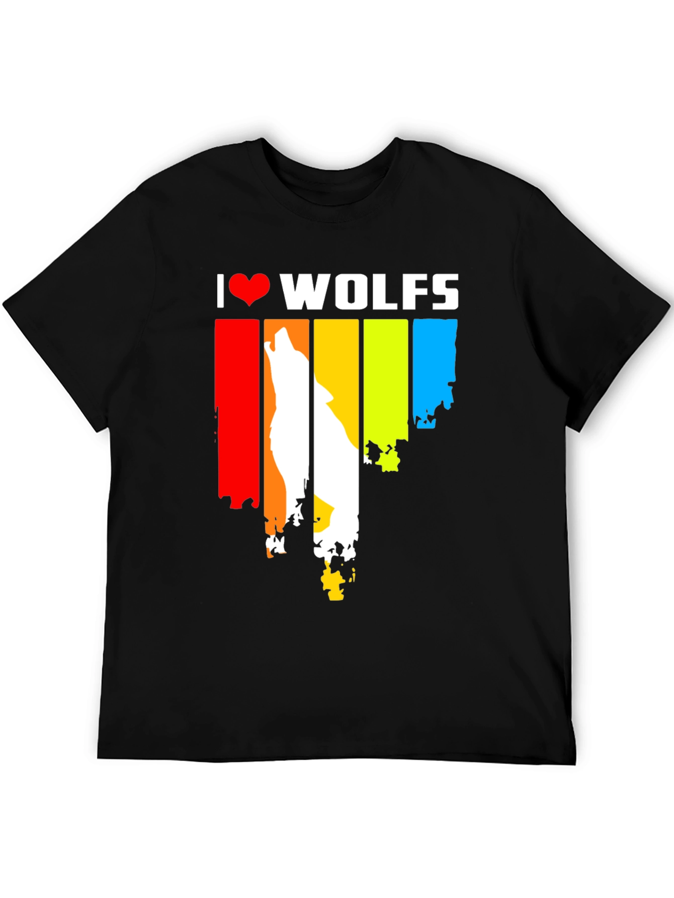 Black I Love Wolves Graphic Tee - Unique Design view 5