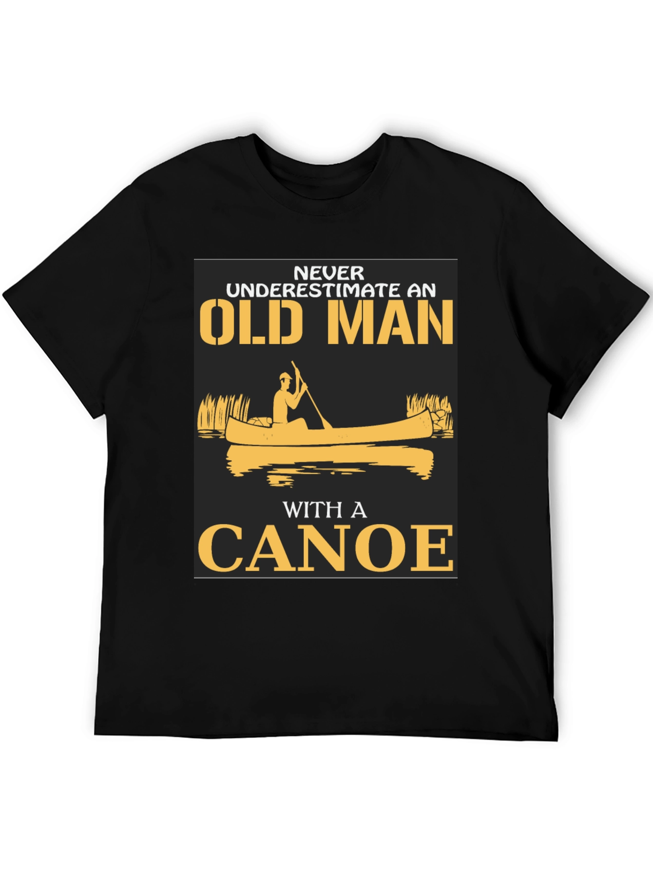 Black Old Man Canoe Graphic Tee - Black Cotton Blend view 5