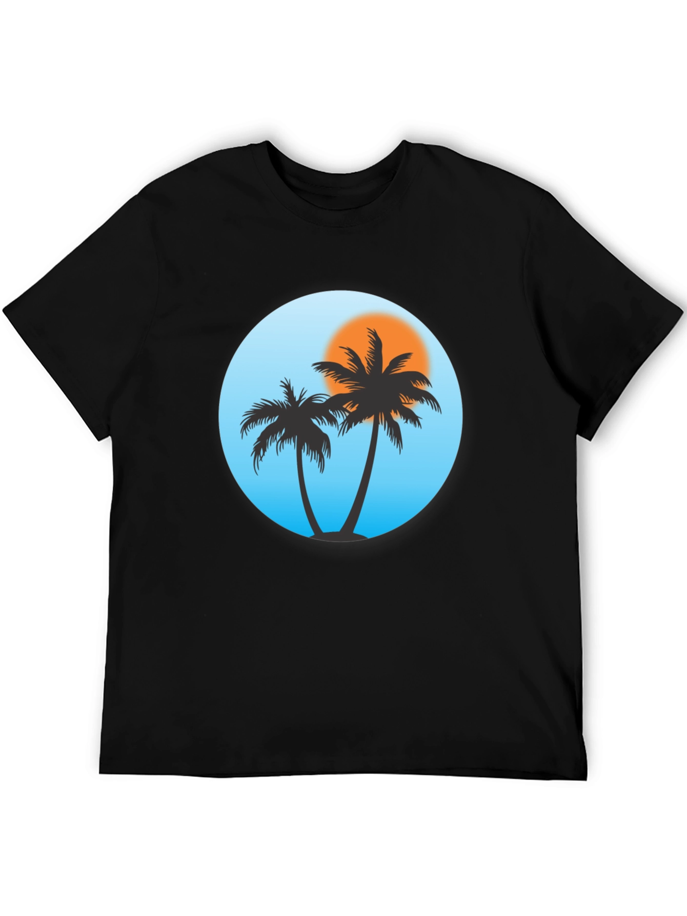 Black Tropical Palm Tree Black T-Shirt view 5