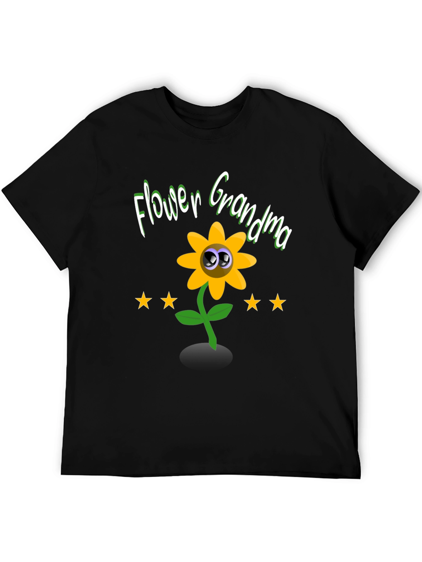 Black Flower Grandma T-Shirt - Cute Cartoon Sunflower Tee view 5