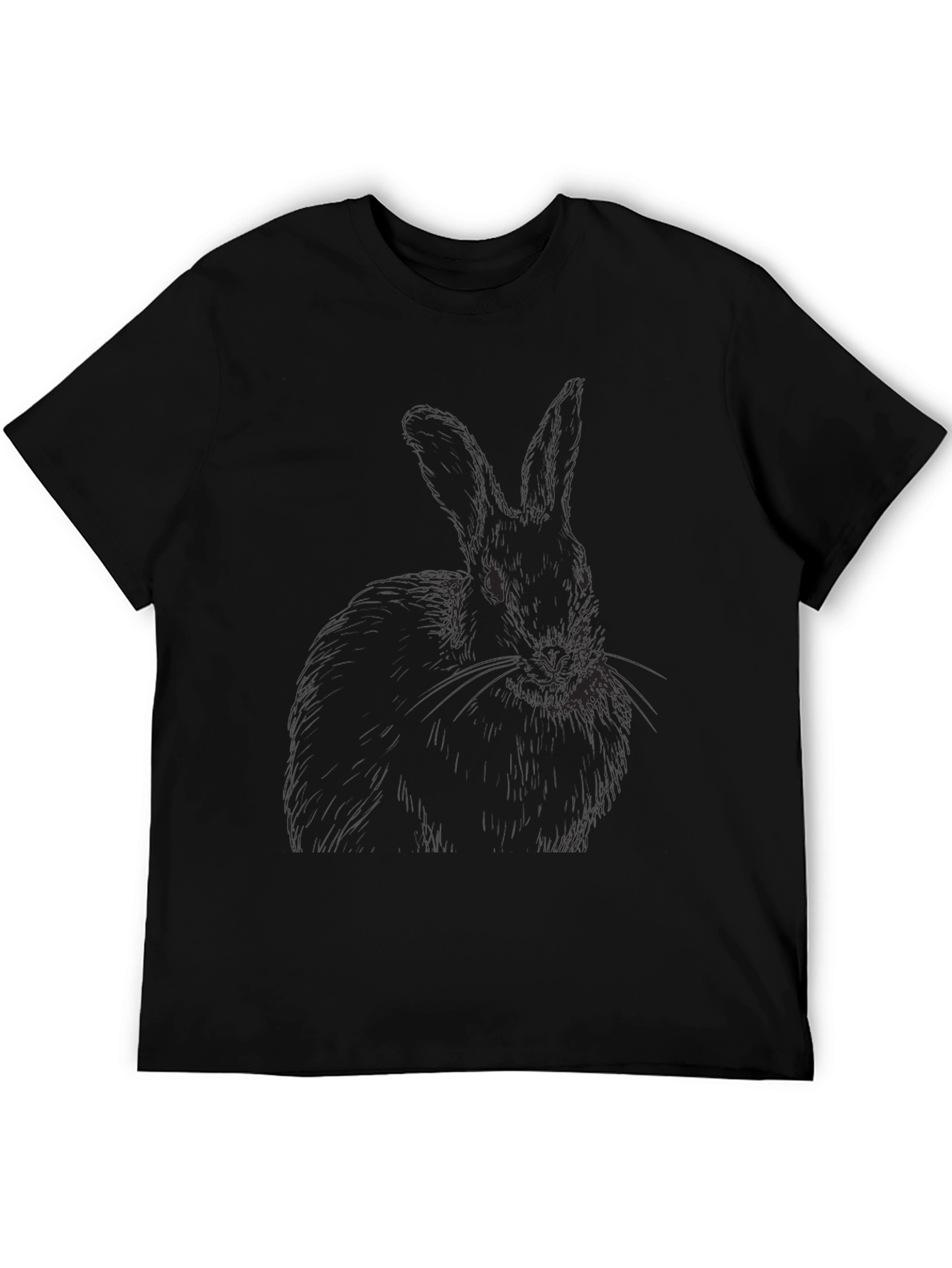 Black Men's Black Rabbit Graphic T-Shirt view 5