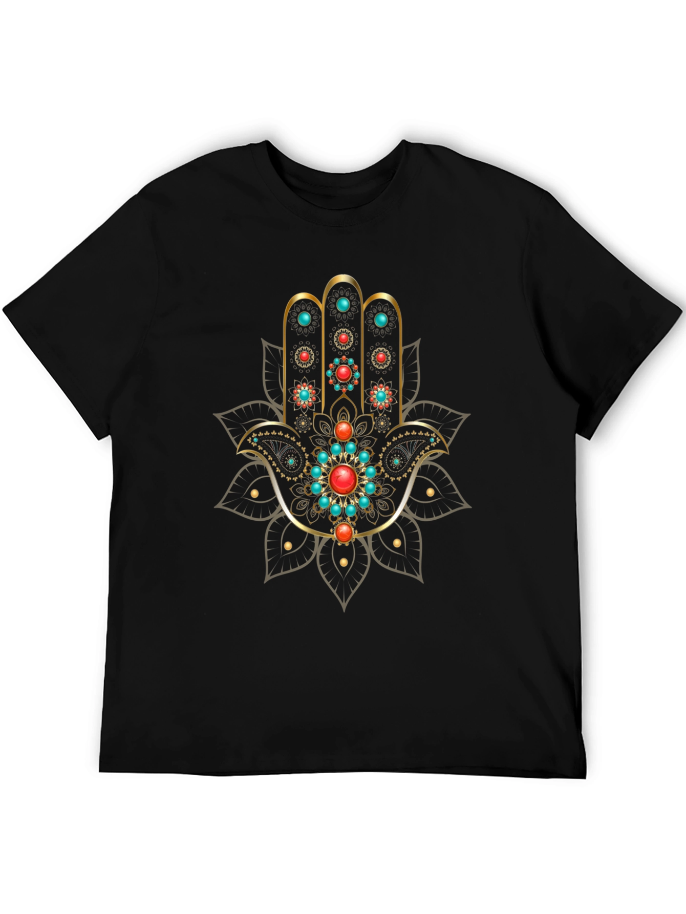Black Hamsa Hand Graphic Print Black T-Shirt view 5