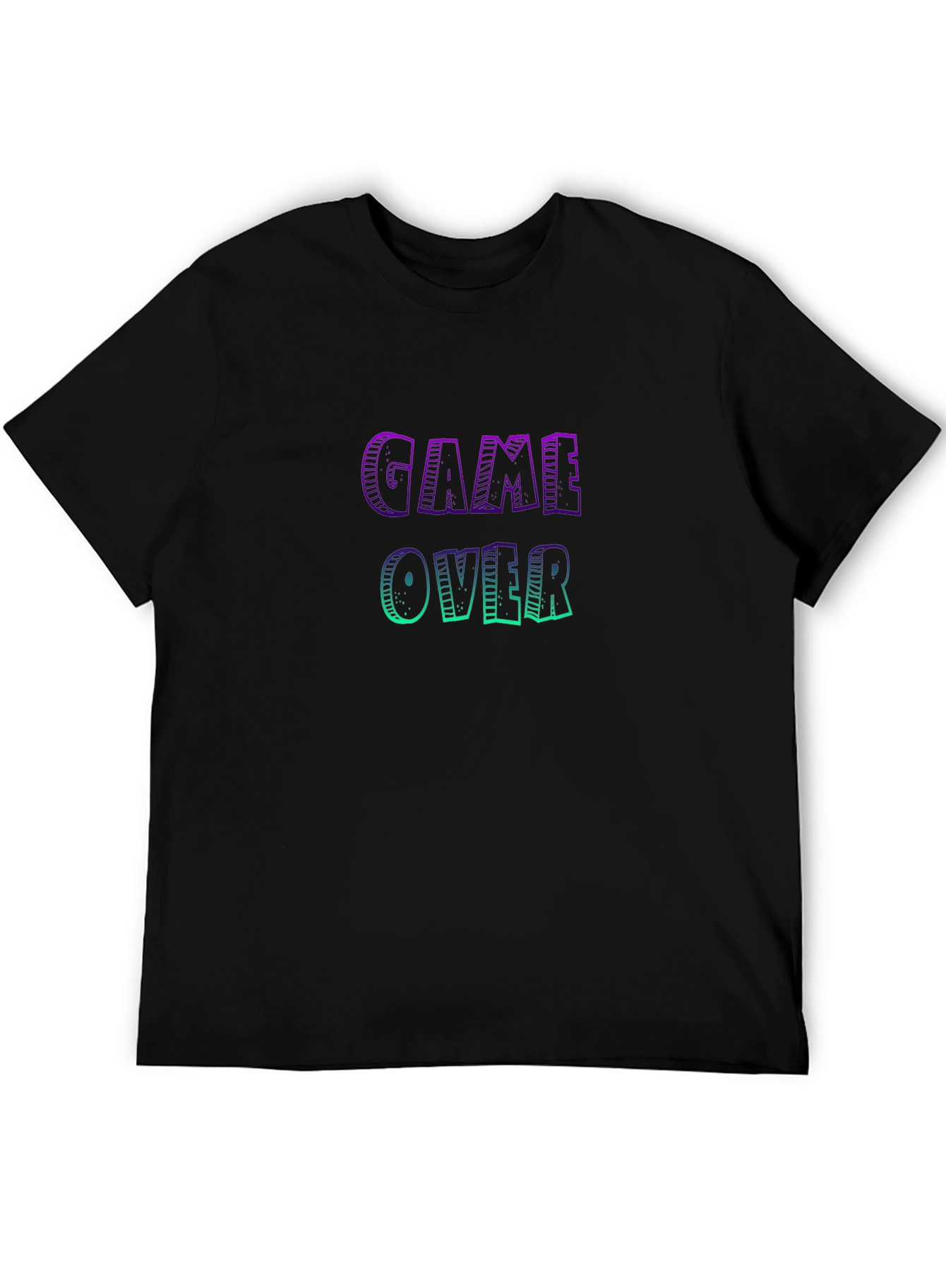 Black Game Over Graphic Tee - Black Cotton Casual Shirt view 5