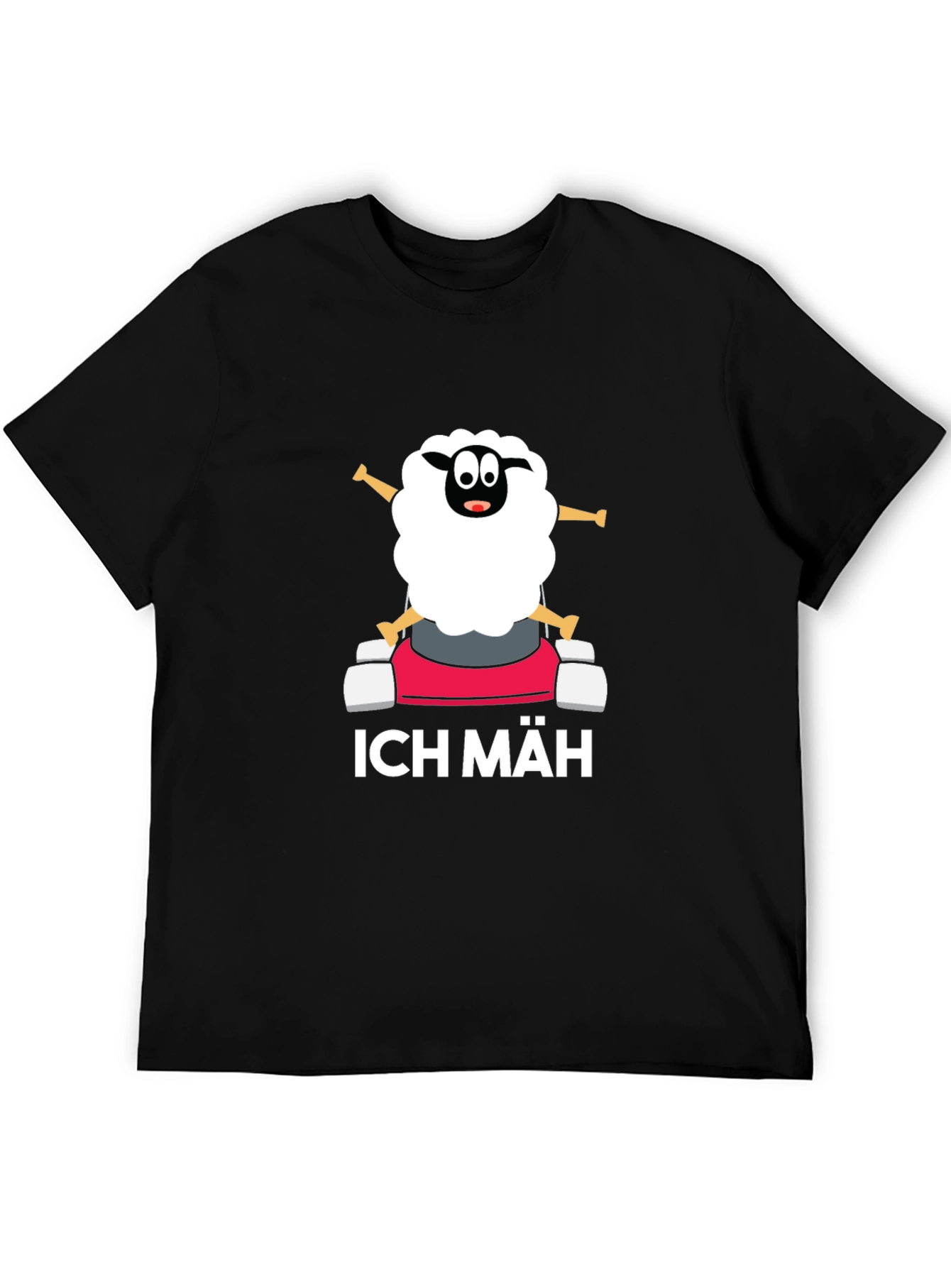 Black Ich Mäh Sheep T-Shirt - Funny Lawn Mowing Tee view 5