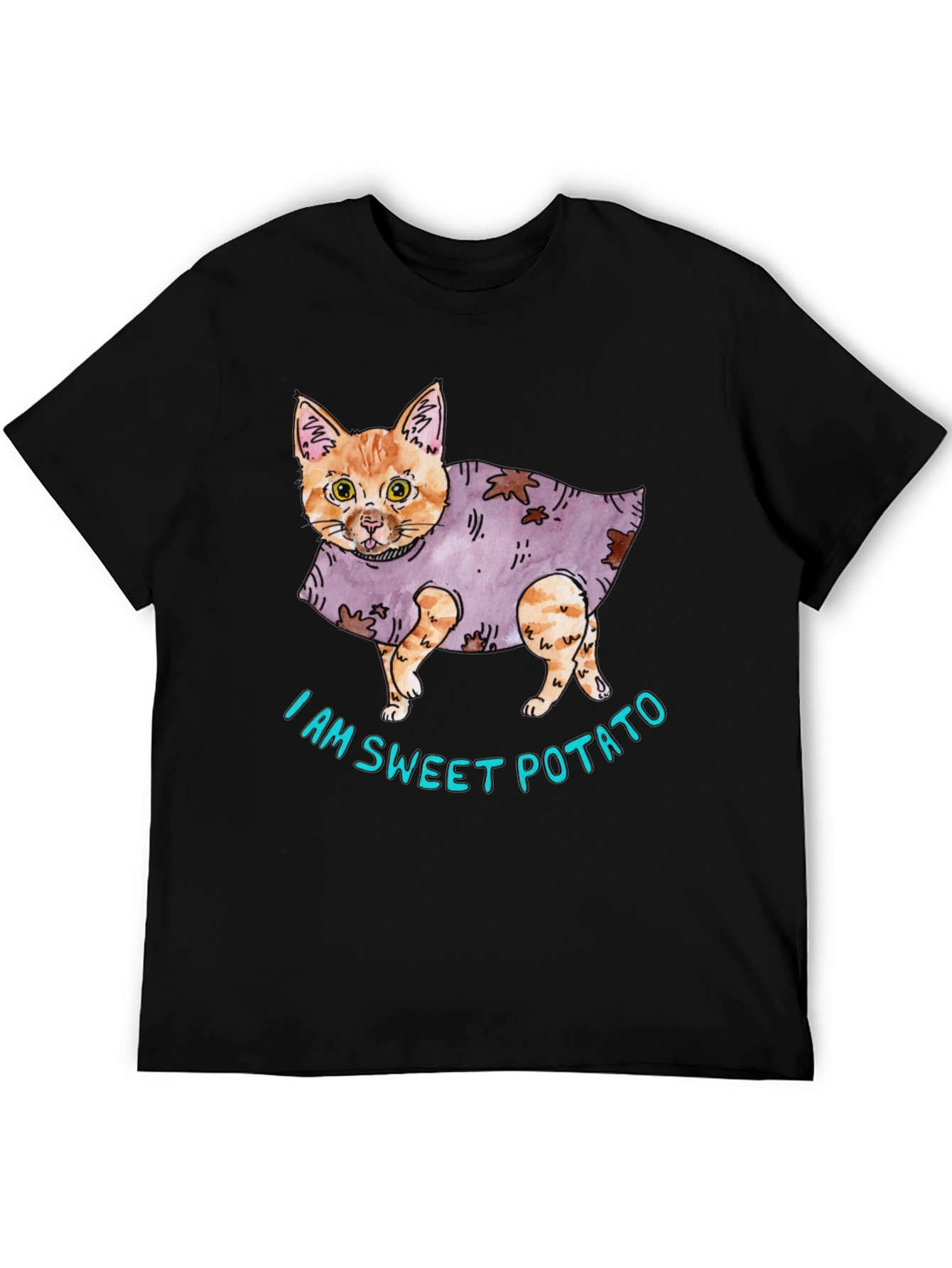 Black Sweet Potato Cat Graphic T-Shirt view 5