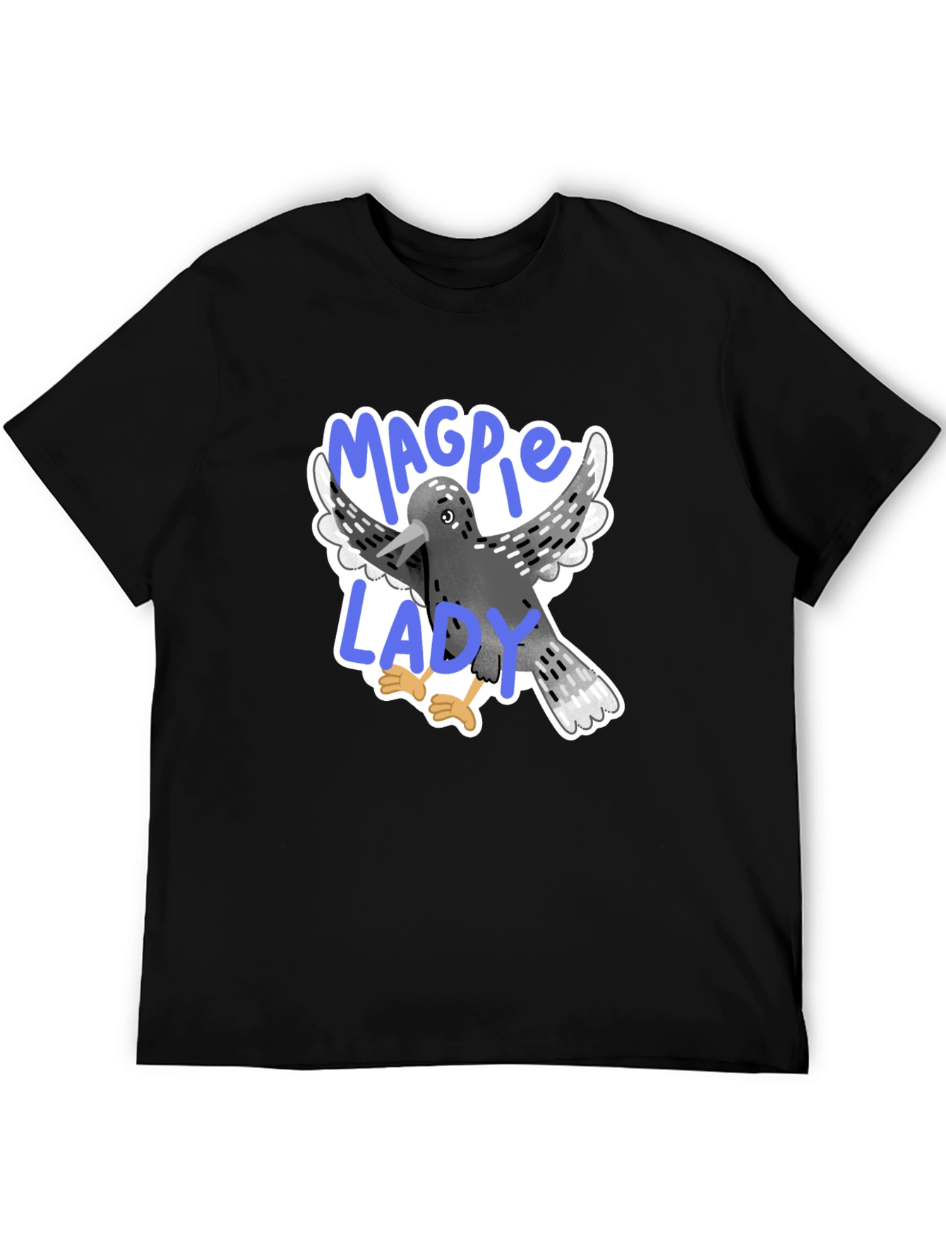 Black Magpie Lady Graphic Tee - Bird Lover T-Shirt view 5