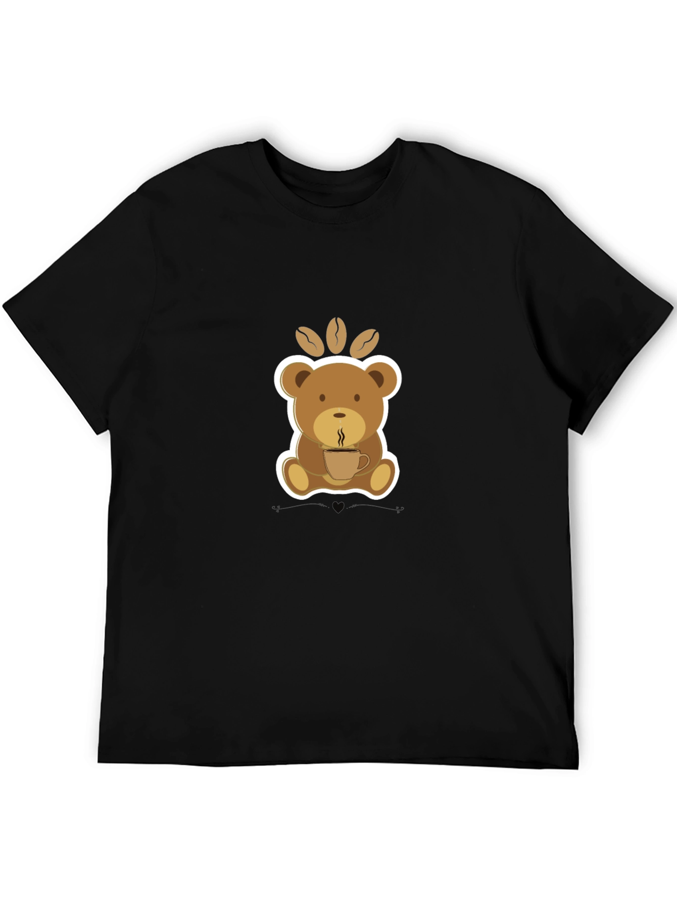 Black Coffee Bear Graphic Tee - Cute Cartoon T-Shirt view 5