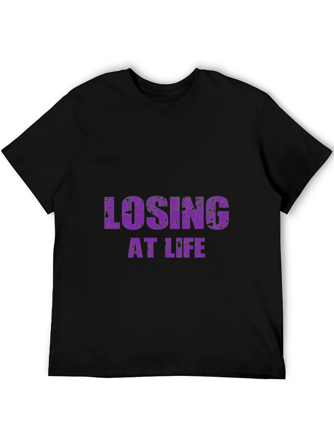 Black Losing at Life Funny Graphic Tee - Black T-Shirt view 5