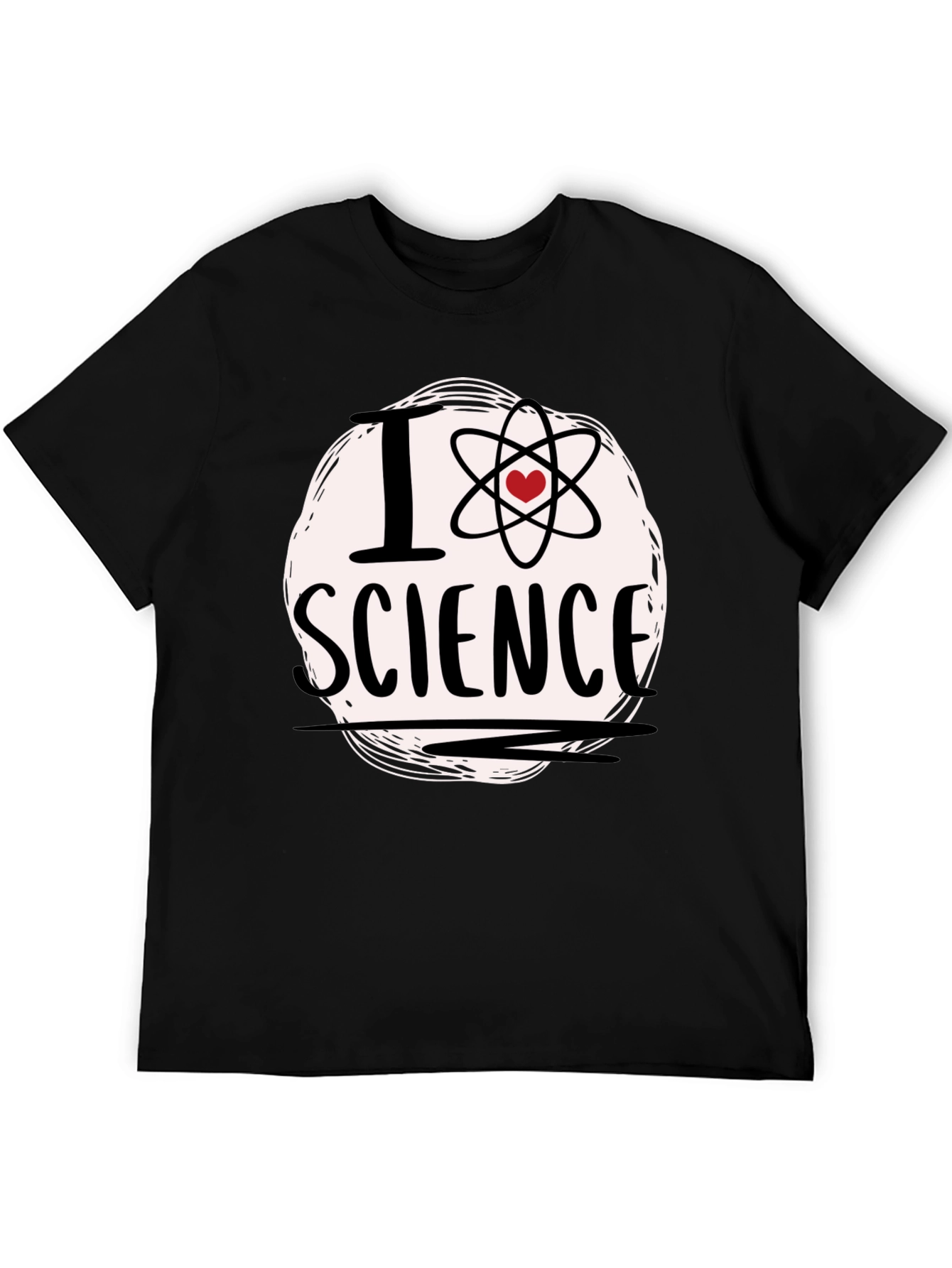 Black I Love Science T-Shirt - Atom Heart Design view 5