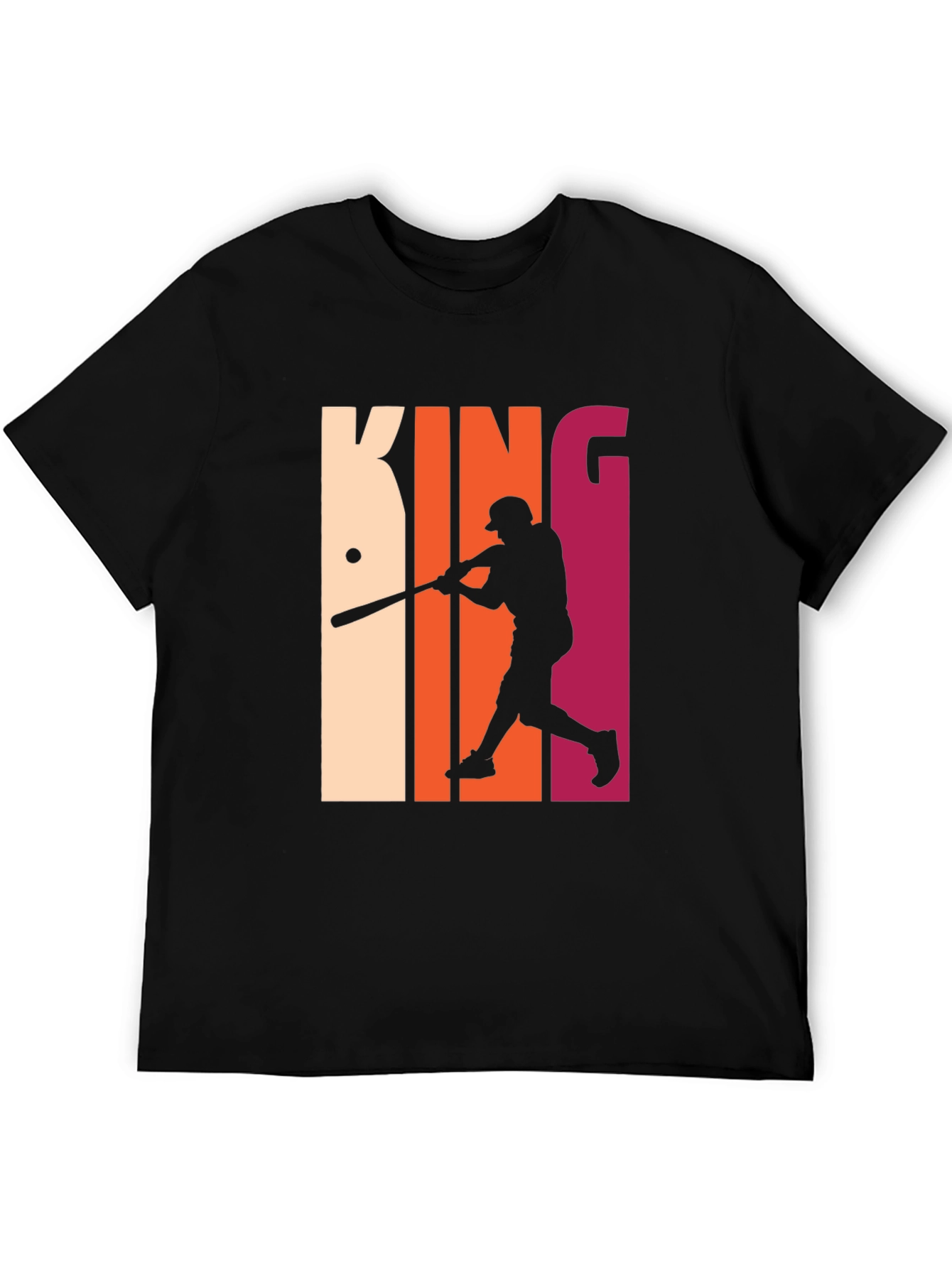 Black King Baseball Player Graphic T-Shirt view 5